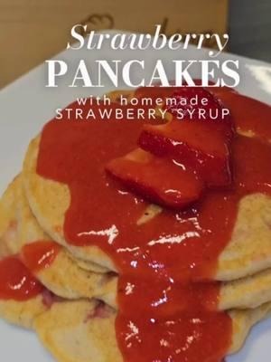 These strawberry pancakes 🍓🥞 with homemade syrup are absolutely delectable!  #pancakes #strawberry #syrup  #tiktokeats  #cookingwithdimples #weekendbrunch #tiktokeats #Foodie #goodeats #EasyRecipe 