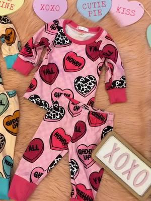 Cowkids valentines day pjs ❤️💕 #cowkids #cowkidsoftiktok #Love #ValentinesDay #happyvalentinesday #pjs #rodeokids #rodeobaby #rodeoboutique #westernwear #westernfashion 