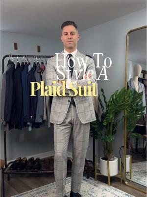 How to style a plaid suit… This can certainly be tricky, and dangerous, especially if it is a bold plaid pattern with an over check like this suit here.  I’ve preached this often, but I think it’s important to say it again…Keep it simple  Solid blue socks and tie, brown suede loafers, solid white shirt, solid white pocket square with a navy trim (subtle detail that won’t over power the look)  #menstyle #gentswear #gentsfashion #menswear #stylingtips #stylingmen #menssuitstyle #bespokemenswear