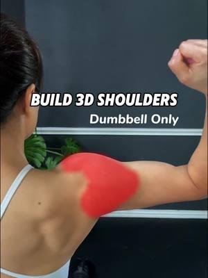 Build 3D shoulders with just a pair of dumbbells using these 3 exercises: No gym, no problem! Three exercises you can do at home using dumbbells to build your entire shoulders: 8-15 reps, 3 sets. #arms #homeworkout #workoutathome #gymmotivation #gymgirl #fyp #gymtips #shoulders #shoulderworkouts #upperbodyworkout #homeworkout #dumbbellworkout #strengthtraining