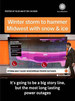 A major winter storm is set to sweep across the Midwest and into the East Coast from Saturday into Monday, with dangerous ice accumulation expected in addition to snow and rain. #snow #ice #winter #storm #weather #Cincinnati #Indianapolis #lexington #kentucky #missouri #indiana #ohio #midwest #news #accuweather