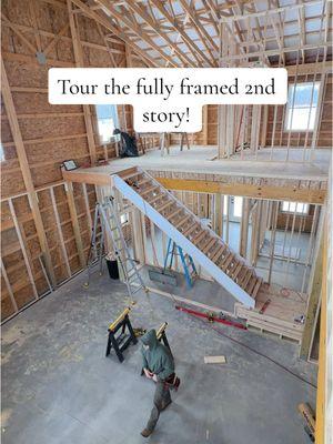 Tour of the 2nd story of the Barndominium now that all the framing is finished! What do you want to see next?!🤩#Barndominium #HomeBuilding #Framing #tour #housetour #floorplans #layout #homedesign #2ndfloor #construction #contractor #homebuilder #homebuilding #howto #DIY #sparebedroom #progress #ConstructionTikTok #BarndominiumBuild #BarndominiumLife #barndo #barndotour #barndominiumliving #barndominiums #barndominiumlife #husbandwife #newlyweds #selfbuild #selfbuildjourney