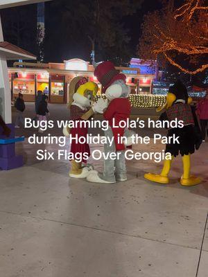 This was one of the most adorable moments from our visit to Holiday in the Park @sixflagsovergeorgia . Bugs was warming Lola’s hands. True love!  #BugsBunny #lolabunny #holidayinthepark #sixflagsovergeorgia #sixflags #holidayintheparksixflags #christmas #holidays #looneytunes #merrychristmas #happyholidays #viral #Love #foryou #foryoupage 