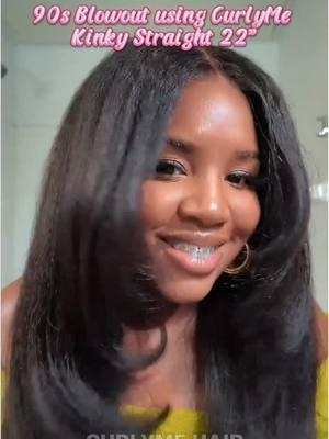 90s Blowout using CurlyMe Kinky Straight Wig 22’’🤭💓 #trending #gluelesswig #360lacewig #wigtok #fyp #forupage #kinkystraightwig #naturalhair #wigfluencer #hairvideos 