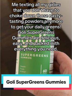 Say goodbye to nasty-tasting green powders! 👋✨ Goli SuperGreens Gummies make getting your daily greens delicious and easy. Packed with nutrients, they’ll have you looking forward to your wellness routine every day. 💚🥬 #GoliSuperGreens #DailyGreens #SuperGreens #Gummies #WellnessMadeEasy #GummyVitamins #HealthyHabits #DailyRoutine #NewYearNewAura