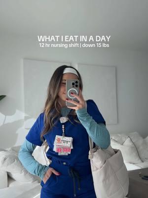 What I eat in a day: nurse edition 🩺💙🫧 #whatieatinaday #fulldayofeating #weightlossjouney #weightlossprogress #scrubootd #nursemealprep #nurselunch #nursemeals #nursesoftiktok #nursetok #nurselife #nursethings 