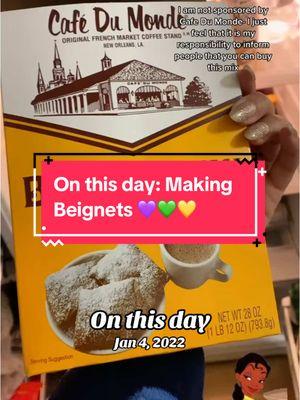 #onthisday #neworleans #nativeneworleanian #nola #cafedumonde #beignets #nolaprincess #tiana #princessandthefrog #mickeybeignet #disney 