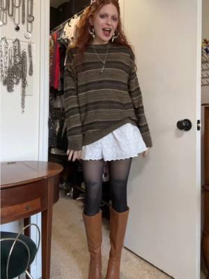 #grwm for the antique mall!!!  #antique #antiqueshopping #thrift #thriftedoutfits #alt #tumblr #sweaterweather #sweaterstyling #boots #tattoos #yas #slay #styling #seccondhand #vintage #vintageoutfit 