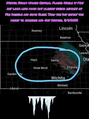 Your First of Many #winterstorm updates. #southernnebraska #kansas let me know what your seeing out there. #fy #fyp #foryoupage #foryoupageofficiall #viewersfirst #sciencesecond #january #stormmasterweather #stormmasterweatherwarning #usa #centralplains #freezingdrizzle #sleet #winterweather #saturday and just remember this is day 1 of this Storm. #wichitakansas #topekakansas #salinakansas #greatbendkansas #gardencitykansas 