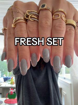 Grey is a neutral i don’t make the rules #grey #nails #winternails #gel #orly #buildergel #longnails #almondnails #newnails #freshset #greynails #neutralnails 