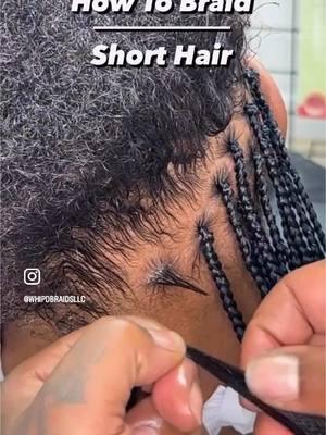 ✨How to braid short hair✨ Follow for more braid tutorials! #fyp #foryou #explore #viral #DanceWithTurboTax #trending #whipdbraids #tutorial #braids #blackgirlmagic #boxbraids 