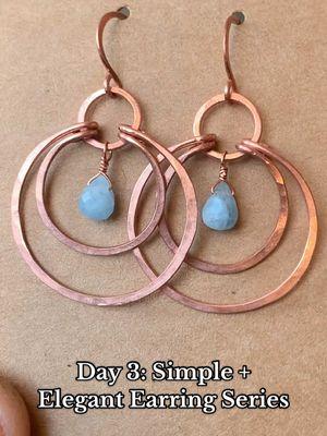 Day 3: Simple + Elegant Earring Series Double hoop earrings! I’ve made earrings like this similar in the past and I love how they turn out :) if you’re interested in these they are available! #handmadejewlery #artistfyp #makingjewelry #makingearrings #handmadeearrings #diyearrings #wirewrappedjewelry #diyjewelry #earrings #jewelrytutorial #tutorials #stepbystep #wirewrappingtutorial #howto #jewelrymaking #fulltimeartist 