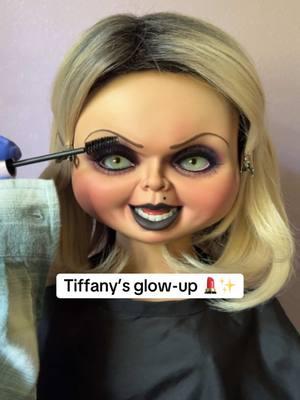 Barbie, you better eat your heart out ❤️‍🔥🫰 #chucky #horror #chuckydoll #brideofchucky #seedofchucky #chuckytiffany #tiffanyvalentine #horrorart #horrortiktok #fyp #fypシ゚ #chuckyseries #horrortok #horrorfan #gothgirl #makeup #jennifertilly #neca #horrorfan #horrorfilm 