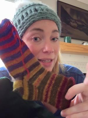 Fully obsessed with these knit socks and am already hankering for another pair. Missed you all! Ready to rock and roll in the new year with a ton of new crafts! #crafts #fiberart #knittok #yarn #knitting #handmadegifts #knitsocks 