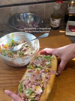 Italian sub 🤝🏼 Italian boyfriend #italian #italiansub #hoagie #choppedsandwich #cookwithme #cooking #fyp #EasyRecipe #lunchideas #howtocook #italianfood 