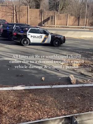 At around noon, all lanes going southbound on Rt 17 in #RidgewoodNJ were closed after a tree fell into the roadway. The debris caused damage to two vehicles driving by & injured one passenger. The passenger was injured after a debris shattered the windshield of a tow truck & she sustained face/eye injuries from glass. The roadway has since reopened. Get more #localnews on the @towns_of app! #bergencounty #bergencountynj #newjersey #northjerseynews #njnews #townsofnewjersey