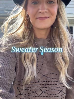 My all time favorite sweater! The soft knit and bootstitch design give it the most comfy, western look! 🥰 ❤️ #bootstitchsweater #westetninfluencer #bootstitch #sweaterweather 