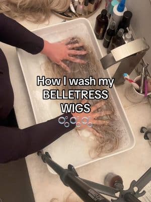 Let’s wash some wigs! You want to make sure you are washing your wigs about every seven wears, to help maintain the integrity and give them a long life! #wig #wigtok #wiginfluencer #microinfluencer #hairlossjourney #alternativehair #blondewig #thinhair #over40 #over40 #wigwashing #wigstyling #wigstylist #wigcare ##wigtutorial##wighair