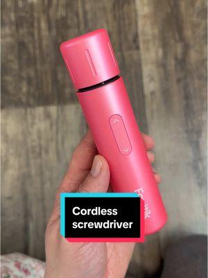 Cordless electric screwdriver with 5 bits. No more searching for the right screwdriver. #screwdriver #cordlessscrewdriver #handtools #tools 