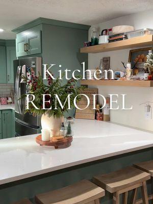 Old kitchen who???? I’ve always wanted a sage green kitchen I’m so obsessed with how this turned out! 😍😍 #kitchenremodel #kitchenrenovation #dreamkitchen #kitchenbeforeandafter 