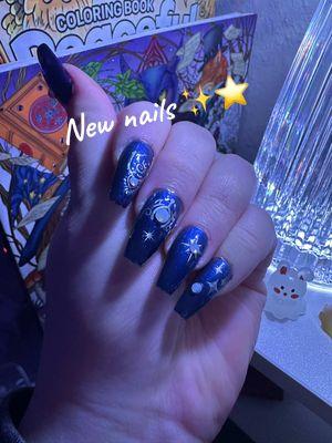 This is only my second set so be gentle! lol #fantasynails #starnails #fairynails #astrologynails #moonnails #witchynails #gelxnails 