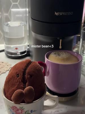 mister bean makes me smile every morning he’s perfect to me 😌💫☕️😍 jellycat #jellycatcollection #coffee #nespresso #coffeebean 