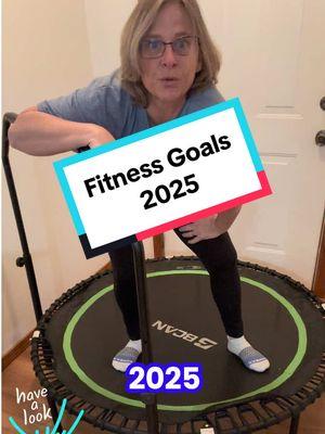 What are your fitness goals for 2025? #rebounding #rebounder #fitnessathome @Fitnessathome #GenXfitness #lowimpactworkout #everydamnday #minitrampoline #newyearnewaura #mademyyear 