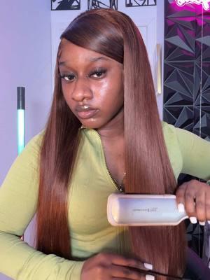 Watch me try a 13x4 HD 32 inch Brown wig 😍😍 @VIP beauty Hair on sale in my TikTok shop!  #wigtok #fypシ #wigtutorial #darkskingirl #fontalwig #frontalinstall #bodywave #viral 