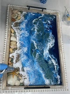 Beach Wave tray!  #karenhammondart #epoxy #resin #art #beach #tray 