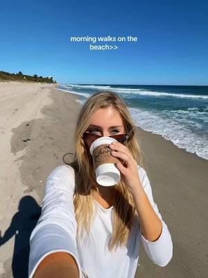 The best time of day! #beachwalks #beach #beachlifestyle #coffee #florida #trending #fyp 