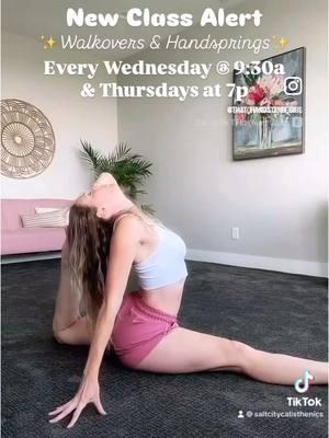 New Class Alert: Walkovers & Handsprings! 🤸 When you’re working on walkovers and handsprings, it’s not just about the skill—you need to build serious overhead and back mobility, plus strength in those positions. That’s why this class is structured to give you exactly what you need: 💥 30 minutes of overhead and back mobility 🤸‍♀️ 30 minutes of drills and skill work (with one-on-one spotting!) If you’re in the Salt Lake City area, come try it out for FREE! Classes are: ✨ Wednesdays at 9:30 AM ✨ Thursdays at 7 PM Click the link in my bio to grab your free class and start moving like a gymnast! 💕 #slccalisthenics #slcadultgymnastics #slcfitness #slcgymnastics #backwalkover #splits #gymnastics #draperutah