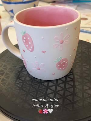 the cutest mug🥹 #colormemine #pottery #potterypainting #mug #ValentinesDay #craft #DIY #painting #strawberry #fyp #fy