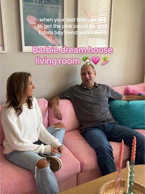 adding must think my pink couch is iconic to my @Hinge 🖤 profile 👏🏼 #pinkcouch #barbiedreamhouse 