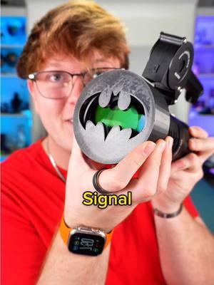 Worlds Most Expensive Flashlight in FOG…🔦🦇 #acebeamw50 #flashlight #batsignal #tech #gadget 