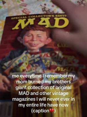 my brother had THE 2000s / 90s childhood with all of the cool ‘older brother stuff’ with garbage patch kids, vintage stickers, pins, card collections, and he passed on what he still had to me  #madmagazine #magazines #vintage #collection #olderbrother #parents #mom 