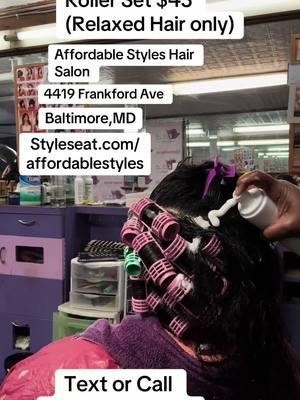 I have openings #rollerset  #hairsalon #baltimorehairstylist  #baltimorehair  #baltimorehairsalon #shampooandconditioner 