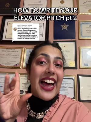 Replying to @kroger orange chicken this is EXACTLY how you’re going to write your elevator pitch as a college student! It does not have to be perfect or when everything is “set in stone!” in fact, your elevator pitch can be a snapshot of who you are/what you’re doing in that time period EVEN IF THAT MEANS YOU ARE STILL EXPLORING AND DECIDING! That’s what makes you special, and can actually open up a conversation and be a topic point with the other person. You never know what advice you might get that could be life changing! I wish I had more time but lmk if you want to know how I start conversations in a room full of people!!! As someone who does this for a living… I’m quite the expert 😌❤️✨ ! #foryou #foryou #fyp #careeradvice #networking #elevatorpitch #elevatorpitchtips #productivity #collegestudenttips #collegenetworking #howtonetwork 