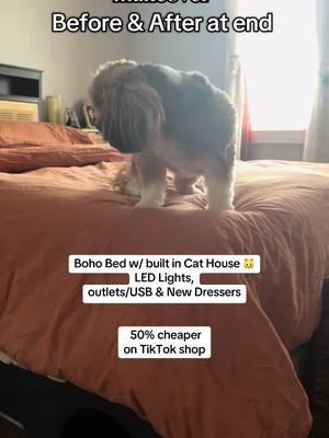 Change is good. A refreshing bedroom makeover with a new bed & side dressers. Still not done. Were minimalists so we don’t have much & don’t want much cluttering the space. #bed #TikTokShop #bohobedroom #rattan #homedesign #bed #dogs #cats #catsoftiktok #dogsoftiktok #modern #homedecor #newyear #bedroommakeover #minimalist #bedroomcheck #decor 