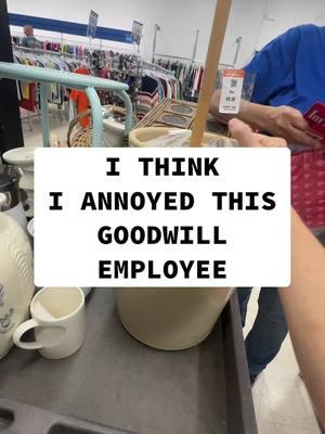 I think I annoyed this Goodwill employee…😅 #thriftwithme #thrifting #thriftstorefinds #goodwillfinds #goodwillbins #diyhomedecorating