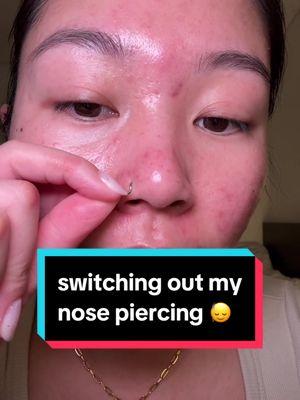 Replying to @eeb finally changing out my nose piercing 😅 #nosepiercing #flatbackstud #nosestud 