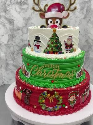 #merrychristmascake🌲🎂🎊 #frostingtechnique #boricuacake #saboralmendra #fyp🎂💗😋 