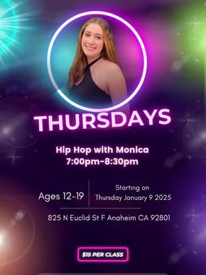 Come dance with MONICA every Thursday 7-8:30PM💜 Ages 12-19! $15.00 Per Class #ac15choreography #acboyz #danceclasses #hiphopclass #dancestudio 