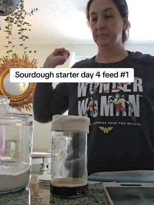 Sourdough starter day 4 feed 1 #resolution2025 #sourdoughstarter 