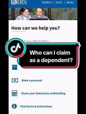 Replying to @ms.daniela.baby For anyone that has questions about whether or not they can claim a dependent, this is a great tool 🤗#dependents #taxbenefits #taxrefund #taxreturn #irs #taxcredits #filingstatus #taxtok #1040 #taxdeductions #taxes #taxsaving #taxsavingstips #taxforms #taxloopholes 