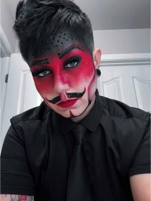 😈#drag #dragking #makeup #devil #dragmakeup #dragart #dragartist #dragkingsoftiktok #lesbians #lgbt #red #devilmakeup #paint #black #dark #darkmusic #rhinestones 