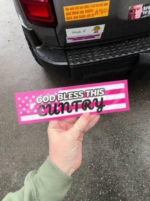 God bless it 🫡 💅 #imjustagirl #godbless #cuntry #girls #bumperstickers #bumperstickerwisdom #pink #cute #cardecals #decals #stickers #carstuff #caraccessories 