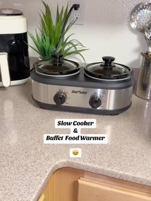 Dual Slow Cooker-Buffet Server & Warmer-with 2 Removable Ceramic Pots, 3 Adjustable Temp Settings#sunvivi #buffet #slowcooker #foodwarmer#TikTokShop #potsandpans #buffetserverwarmer #ceramicpot#fyp #afghanfood 