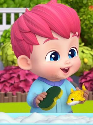 Muddy Baby Shark's Fun Bath Time! #Bebefinn #bathsong #cleaningtiktok #bathtime #BabyShark #Bebefinnsong #education #nurseryrhymes #tiktokkids #baby #bebes #animation