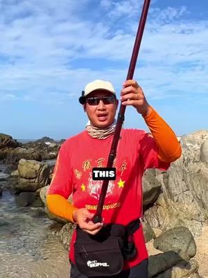 "this fishing rod is RIDICULOUSLY LONG 😯🎣 It is SIMPLE to use, but by no means easy! Would you try this? #fishing #beachfishing #explore #reelit #fyp"