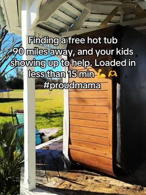 We don’t even have a roof on our house but we have a hot tub now 😂 So thankful for my boys 🫶#proudmama #boys #momlife #hottub #southgeorgia #freestuff #cabinbuilding #roadtrip #mom #helpinghand #thankful 